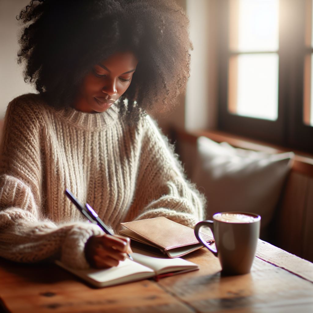 Female writing in a journal